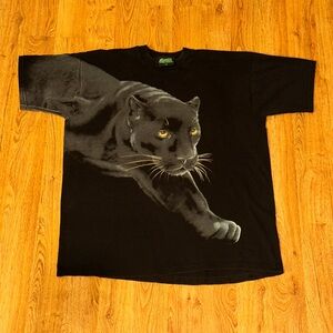 Vtg BLACK CAT Double Sided Print Tee Men’s 2XL Puma Panther Jordan 4